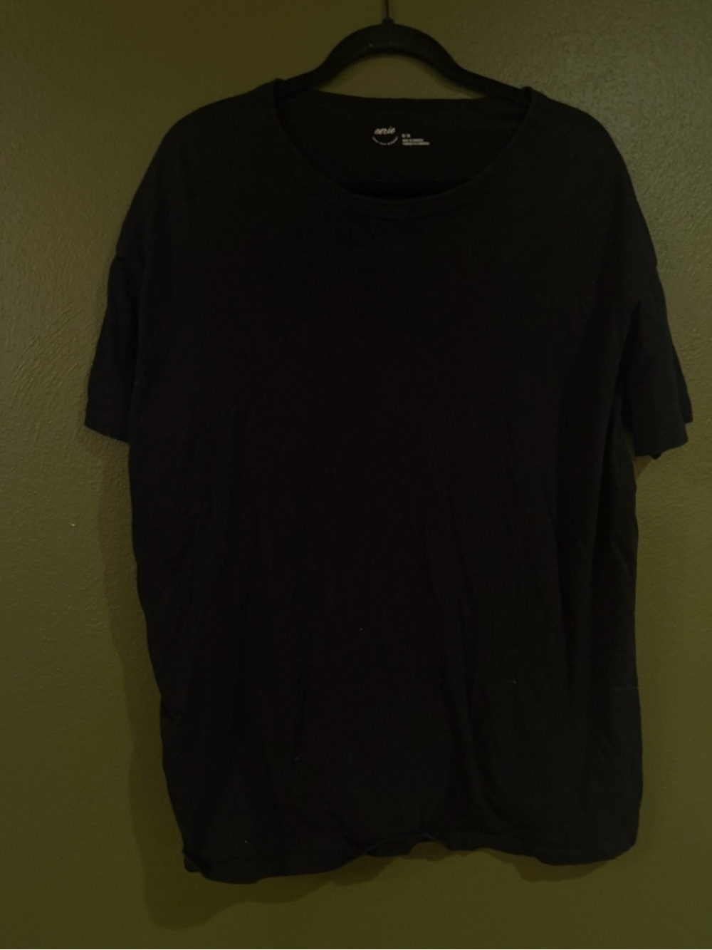 aerie Black Short Sleeve Crew Neck Tee